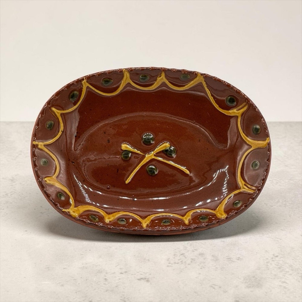 Lester Breininger Redware Pottery Trinket Dish Plate Decorated Signed 1984 Pa - Picture 9 of 9